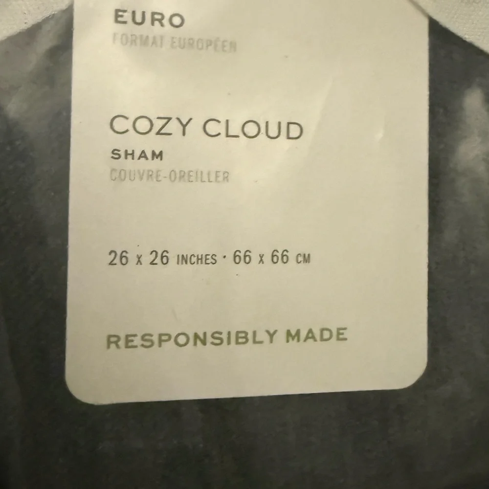 NWT 3 Pottery Barn EURO Steel Blue Cozy Cloud Shams 26x26 - Picture 4 of 4